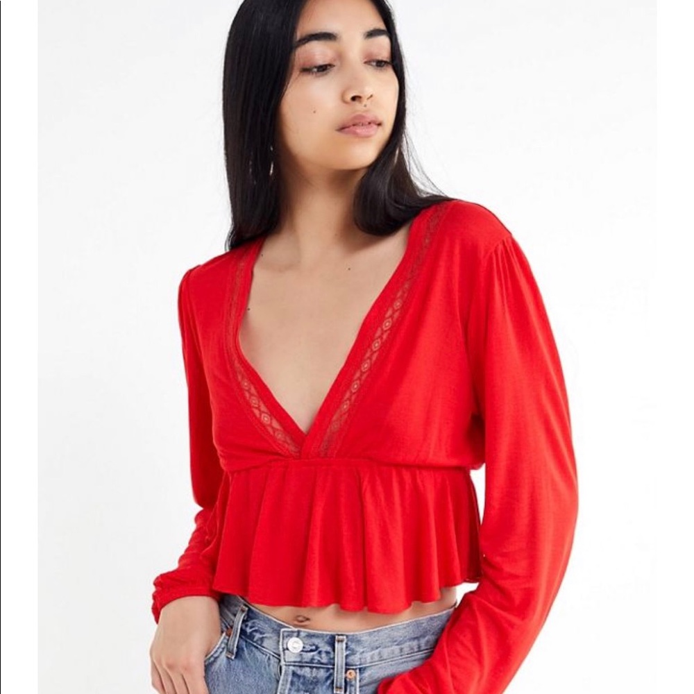 Plunging ruffled crop top